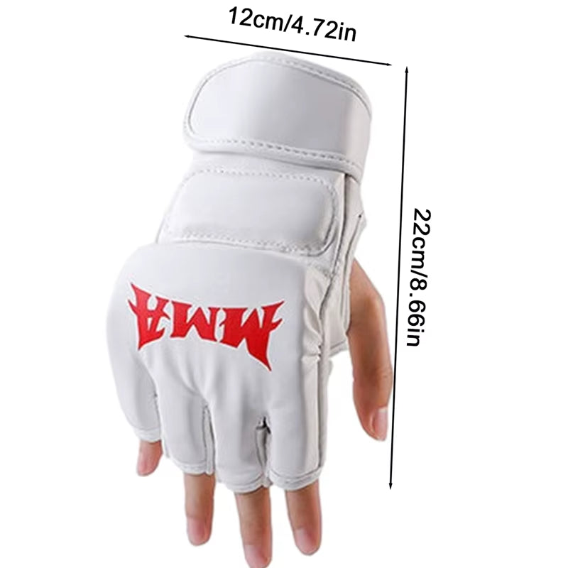 1Pair Thick Boxing Gloves MMA Gloves Half Finger Punching Bag Kickboxing Muay Thai Mitts Professional Boxing Training Equipment
