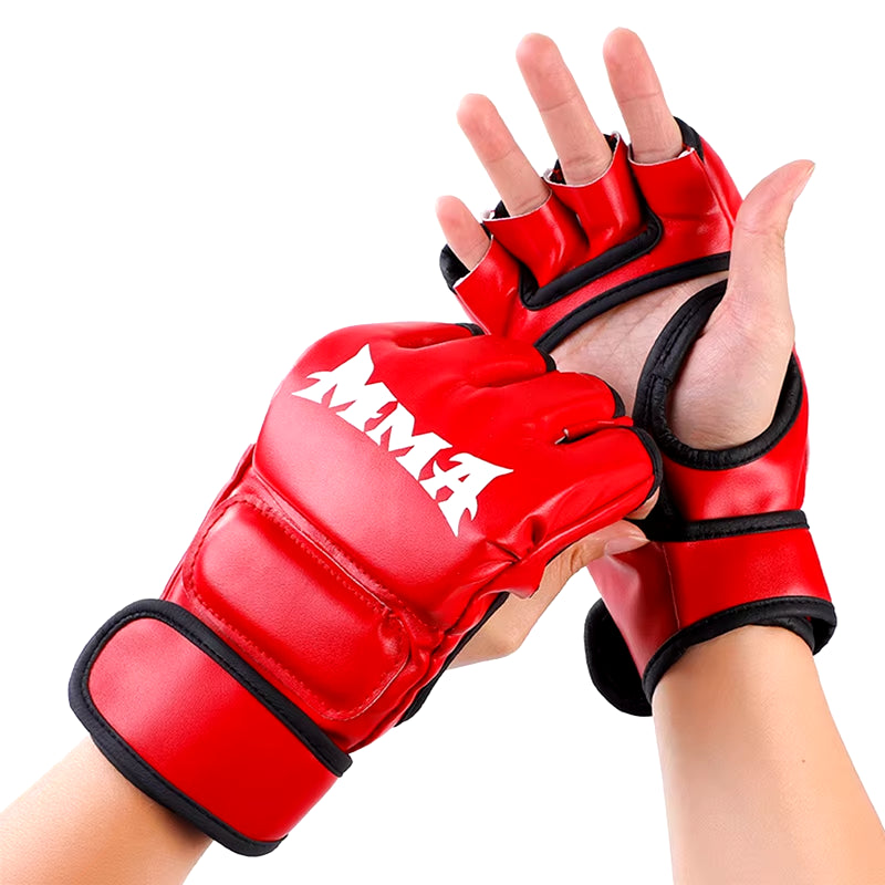 1Pair Thick Boxing Gloves MMA Gloves Half Finger Punching Bag Kickboxing Muay Thai Mitts Professional Boxing Training Equipment